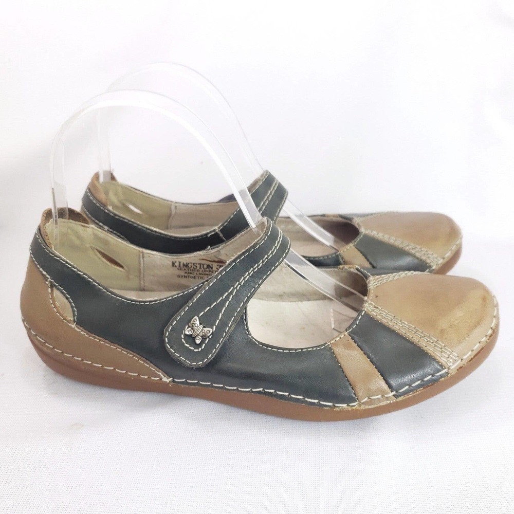 Spring Step  Kingston Tan Teal Leather Mary Jane Comfort Shoes - Picture 3 of 11